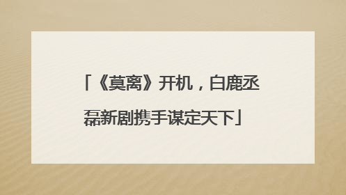 《莫离》开机，白鹿丞磊新剧携手谋定天下
