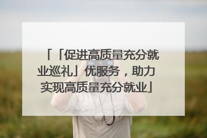 「促进高质量充分就业巡礼」优服务，助力实现高质量充分就业