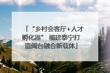 “乡村会客厅+人才孵化器” 福建泰宁打造闽台融合新载体