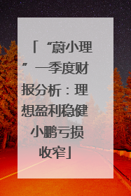 “蔚小理”一季度财报分析：理想盈利稳健 小鹏亏损收窄