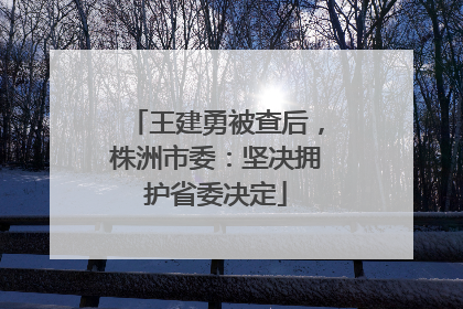 王建勇被查后，株洲市委：坚决拥护省委决定