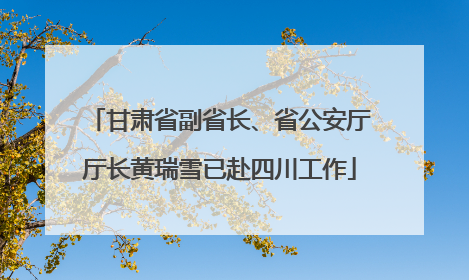 甘肃省副省长、省公安厅厅长黄瑞雪已赴四川工作