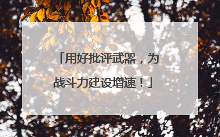 用好批评武器，为战斗力建设增速！
