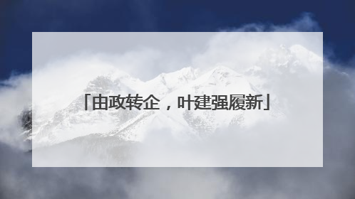 由政转企，叶建强履新