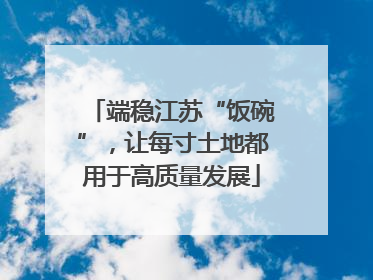 端稳江苏“饭碗”，让每寸土地都用于高质量发展