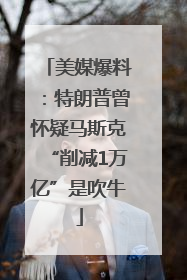 美媒爆料：特朗普曾怀疑马斯克“削减1万亿”是吹牛