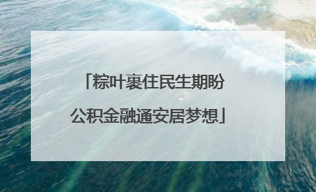粽叶裹住民生期盼 公积金融通安居梦想