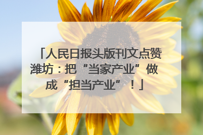 人民日报头版刊文点赞潍坊：把“当家产业”做成“担当产业”！