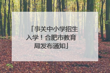事关中小学招生入学！合肥市教育局发布通知