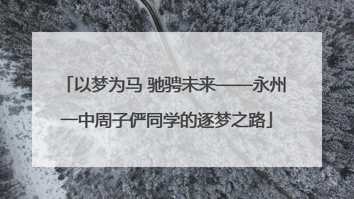 以梦为马 驰骋未来——永州一中周子俨同学的逐梦之路