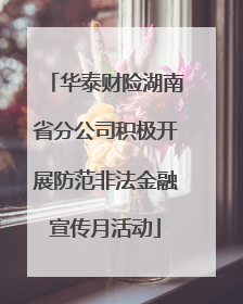 华泰财险湖南省分公司积极开展防范非法金融宣传月活动