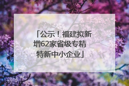 公示！福建拟新增62家省级专精特新中小企业