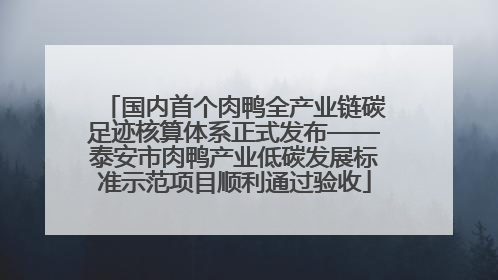 国内首个肉鸭全产业链碳足迹核算体系正式发布——泰安市肉鸭产业低碳发展标准示范项目顺利通过验收