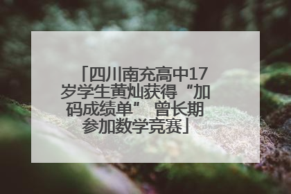 四川南充高中17岁学生黄灿获得“加码成绩单” 曾长期参加数学竞赛