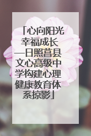 心向阳光 幸福成长—日照莒县文心高级中学构建心理健康教育体系掠影