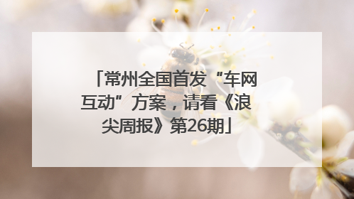 常州全国首发“车网互动”方案，请看《浪尖周报》第26期