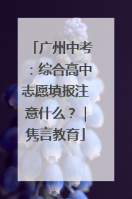 广州中考：综合高中志愿填报注意什么？｜隽言教育
