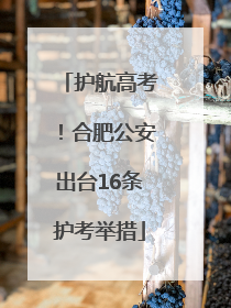 护航高考！合肥公安出台16条护考举措