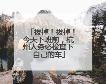 拔掉！拔掉！今天下班前，杭州人务必检查下自己的车