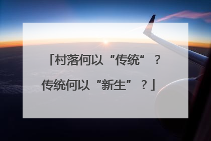 村落何以“传统”？传统何以“新生”？