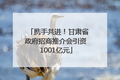 携手共进！甘肃省政府招商推介会引资1001亿元