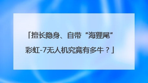 擅长隐身、自带“海狸尾” 彩虹-7无人机究竟有多牛？