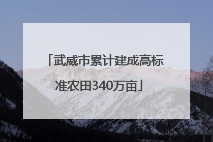 武威市累计建成高标准农田340万亩