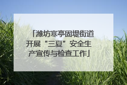潍坊寒亭固堤街道开展“三夏”安全生产宣传与检查工作