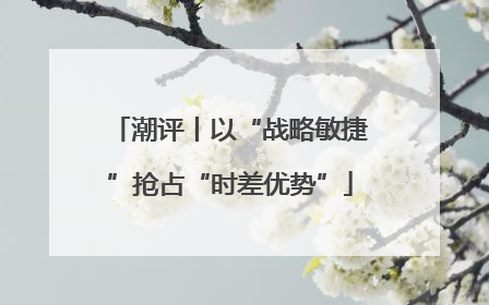 潮评丨以“战略敏捷”抢占“时差优势”