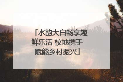 水韵大白畅享趣鲜乐活 校地携手赋能乡村振兴