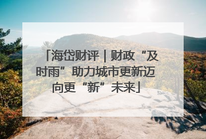海岱财评｜财政“及时雨”助力城市更新迈向更“新”未来