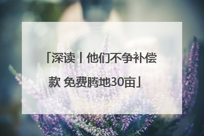 深读丨他们不争补偿款 免费腾地30亩