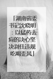 湖南省委书记沈晓明：以猛药去疴的决心坚决刹住违规吃喝歪风