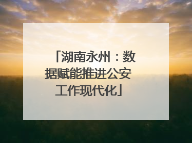 湖南永州：数据赋能推进公安工作现代化