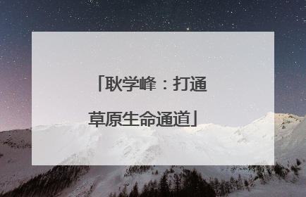 耿学峰：打通草原生命通道