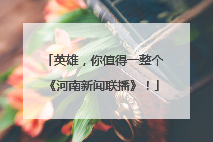 英雄，你值得一整个《河南新闻联播》！