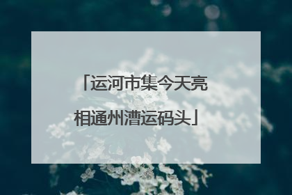 运河市集今天亮相通州漕运码头