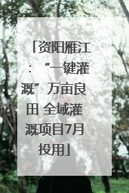 资阳雁江：“一键灌溉”万亩良田 全域灌溉项目7月投用