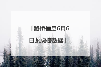 路桥信息6月6日龙虎榜数据