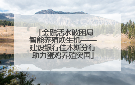 金融活水破困局 智能养殖焕生机——建设银行佳木斯分行助力蛋鸡养殖突围