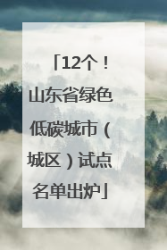 12个！山东省绿色低碳城市（城区）试点名单出炉