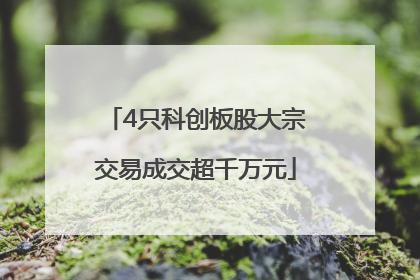 4只科创板股大宗交易成交超千万元